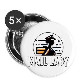 Postfrau - Buttons groß 56 mm (5er Pack) - Weiß - Vorne