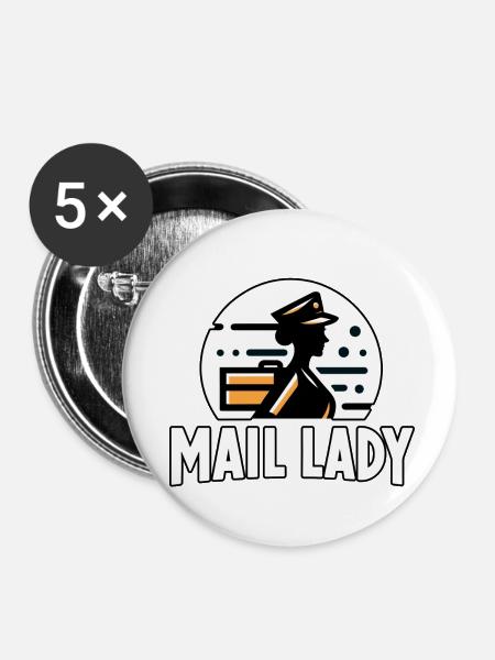 Postfrau - Buttons groß 56 mm (5er Pack) - Weiß