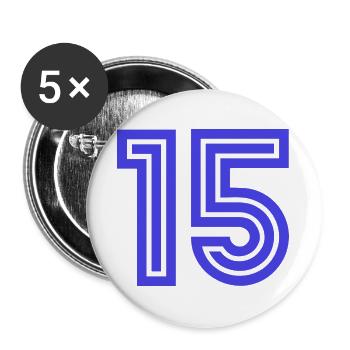 15. 15 YEARS. 15th ANNIVERSARY. 15 YEAR ANNIVERSARY. - Buttons large 2.2''/56 mm (5-pack) - white - Front