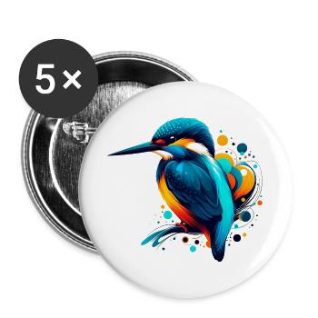 Martin-pêcheur - Lot de 5 grands badges (56 mm) - blanc - Devant