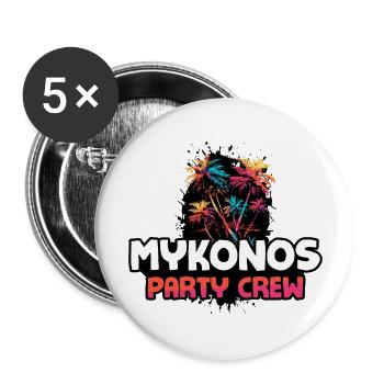 Équipe de fête de Mykonos - Lot de 5 grands badges (56 mm) - blanc - Devant