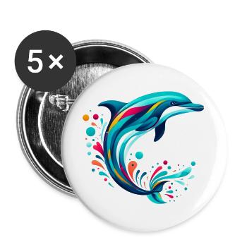 Delfin - Buttons groß 56 mm (5er Pack) - Weiß - Vorne