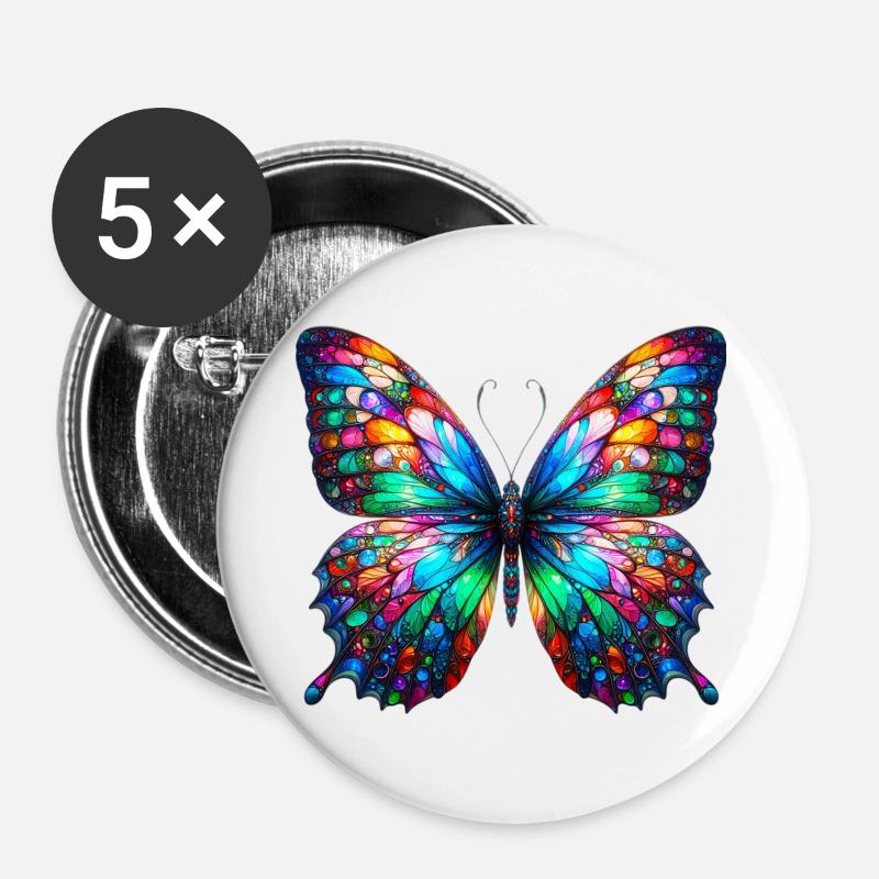 Schmetterling - Buttons groß 56 mm (5er Pack) - Weiß