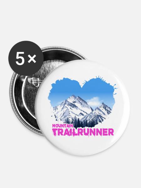 skyrunning trailrunner mountain-trail - Buttons groß 56 mm (5er Pack) - Weiß