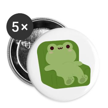 Müder Frosch - Buttons groß 56 mm (5er Pack) - Weiß - Vorne