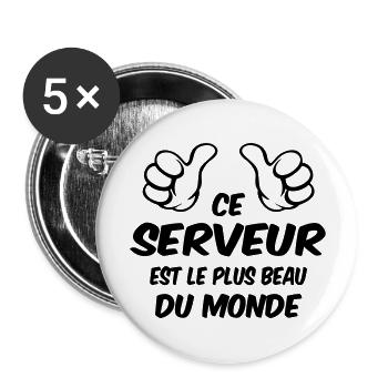 BEST SERVER - Buttons large 2.2''/56 mm (5-pack) - white - Front