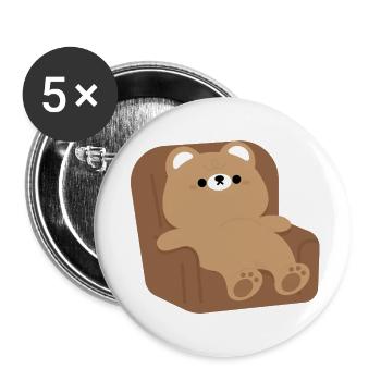 Tired Brown Bear - Buttons large 2.2''/56 mm (5-pack) - white - Front