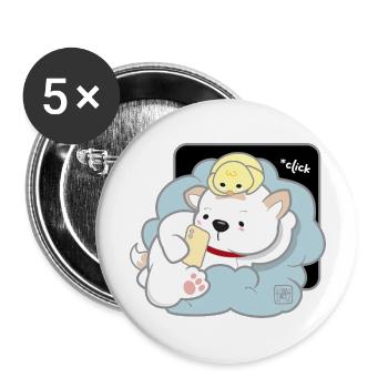 Dog Korean - Japanese Style 03B - Buttons large 2.2''/56 mm (5-pack) - white - Front