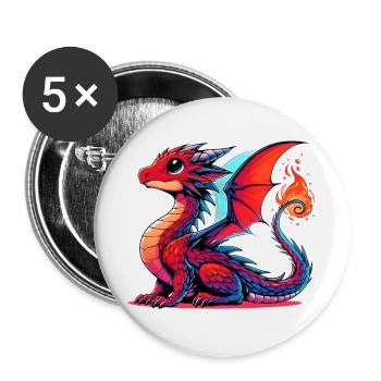 Dragon - Buttons large 2.2''/56 mm (5-pack) - white - Front