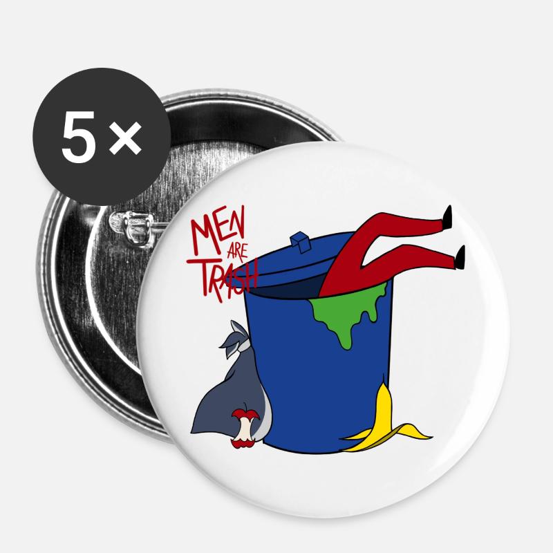 men are trash - Buttons large 2.2''/56 mm (5-pack) - white