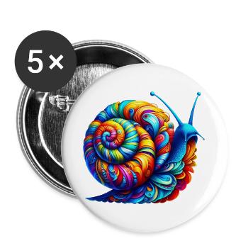 Schnecke - Buttons groß 56 mm (5er Pack) - Weiß - Vorne