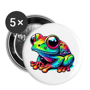 Grenouille - Lot de 5 grands badges (56 mm) - blanc - Devant