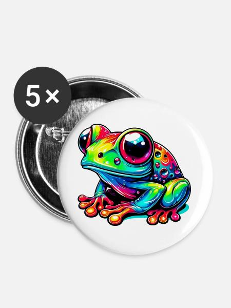 Frosch - Buttons groß 56 mm (5er Pack) - Weiß
