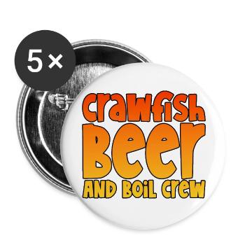 Écrevisses, bière et Crew - Lot de 5 grands badges (56 mm) - blanc - Devant