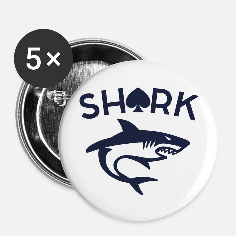 SHARK POKER - Buttons large 2.2''/56 mm (5-pack) - white