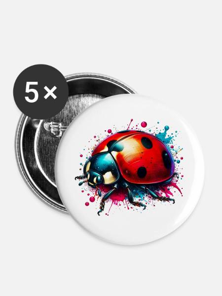 Marienkäfer - Buttons groß 56 mm (5er Pack) - Weiß