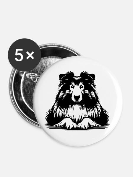 Collie - Buttons groß 56 mm (5er Pack) - Weiß
