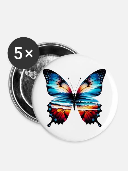 Schmetterling - Buttons groß 56 mm (5er Pack) - Weiß