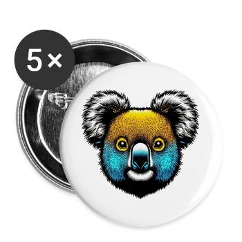 Koala - Buttons groß 56 mm (5er Pack) - Weiß - Vorne