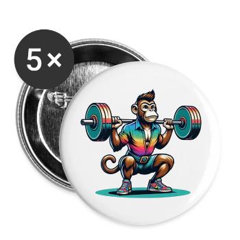 Cool Monkey Squatting In The Gym - Buttons groß 56 mm (5er Pack) - Weiß - Vorne