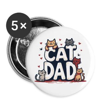 CHAT DAD - Lot de 5 grands badges (56 mm) - blanc - Devant