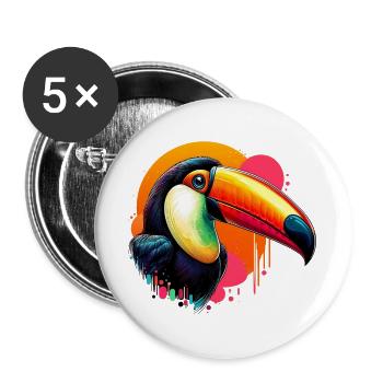 Tukan - Buttons groß 56 mm (5er Pack) - Weiß - Vorne