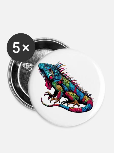 Leguan - Buttons groß 56 mm (5er Pack) - Weiß