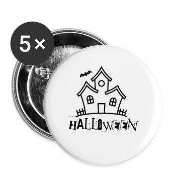 Gruselhaus Halloween - Buttons groß 56 mm (5er Pack) - Weiß - Vorne