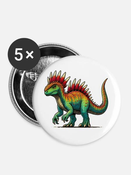 Dinosaurier - Buttons groß 56 mm (5er Pack) - Weiß
