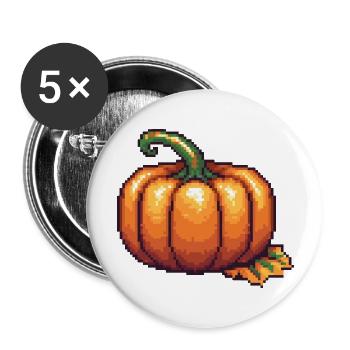 Pumpkin Pixel Icon - Buttons large 2.2''/56 mm (5-pack) - white - Front