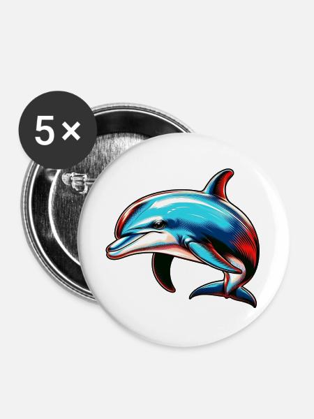 Delfin - Buttons groß 56 mm (5er Pack) - Weiß