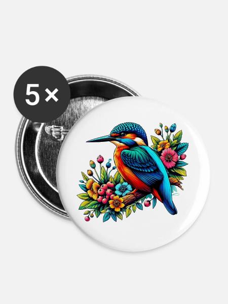 Eisvogel - Buttons groß 56 mm (5er Pack) - Weiß