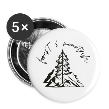 Forest Mountain - Buttons groß 56 mm (5er Pack) - Weiß - Vorne