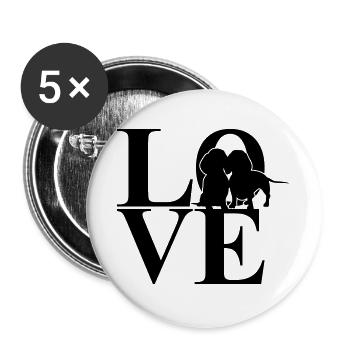 Two Dachshund Love Dog Motif - Buttons large 2.2''/56 mm (5-pack) - white - Front