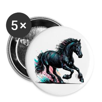 Cheval - Lot de 5 grands badges (56 mm) - blanc - Devant