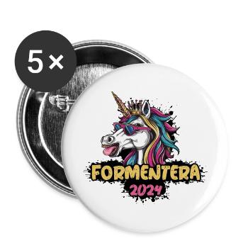 Formentera 2024 Licorne - Lot de 5 grands badges (56 mm) - blanc - Devant