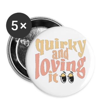 Excentrique et j’adore ça en jaune - Lot de 5 grands badges (56 mm) - blanc - Devant