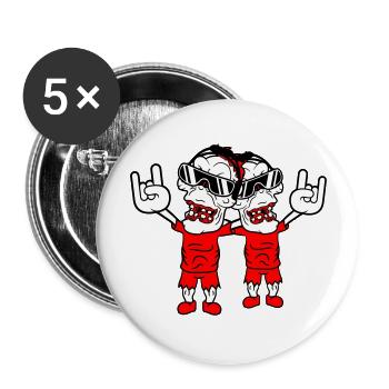 2 DJ Zombies Undead Horror Halloween Party Friends - Buttons large 2.2''/56 mm (5-pack) - white - Front