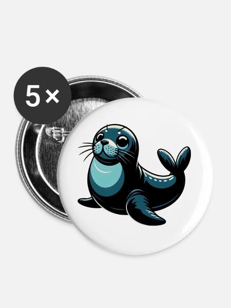 Siegel - Buttons groß 56 mm (5er Pack) - Weiß