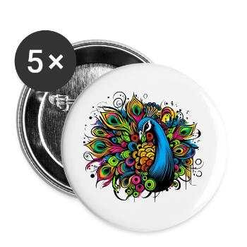 Peacock - Buttons large 2.2''/56 mm (5-pack) - white - Front