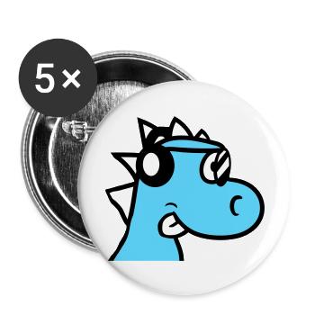 Cool DJ Dino Gesicht Dinosaurier Party Kopf Spaß - Buttons groß 56 mm (5er Pack) - Weiß - Vorne