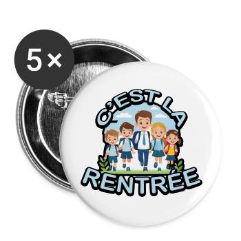Back to school - Buttons large 2.2''/56 mm (5-pack) - white - Front