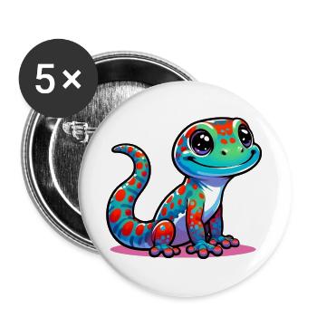 Gecko - Lot de 5 grands badges (56 mm) - blanc - Devant