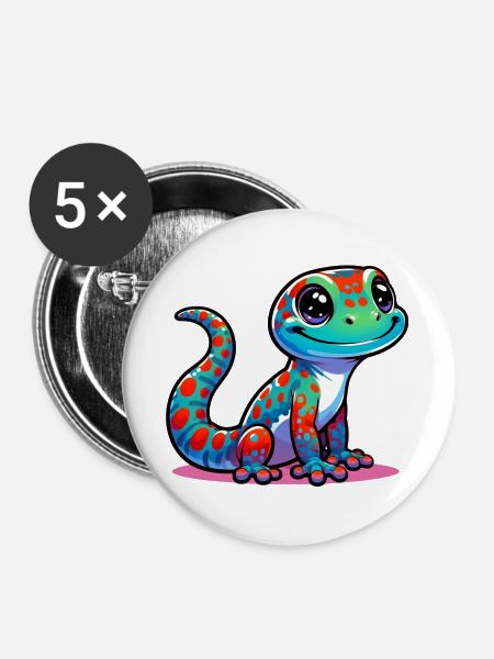 Gecko - Buttons groß 56 mm (5er Pack) - Weiß