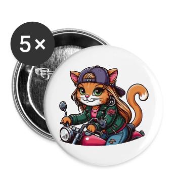 Catta Coatta : motard - motard - Lot de 5 grands badges (56 mm) - blanc - Devant