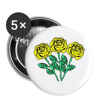 gelbe rosen - Buttons groß 56 mm (5er Pack) - Weiß - Vorne