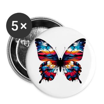 Schmetterling - Buttons groß 56 mm (5er Pack) - Weiß - Vorne