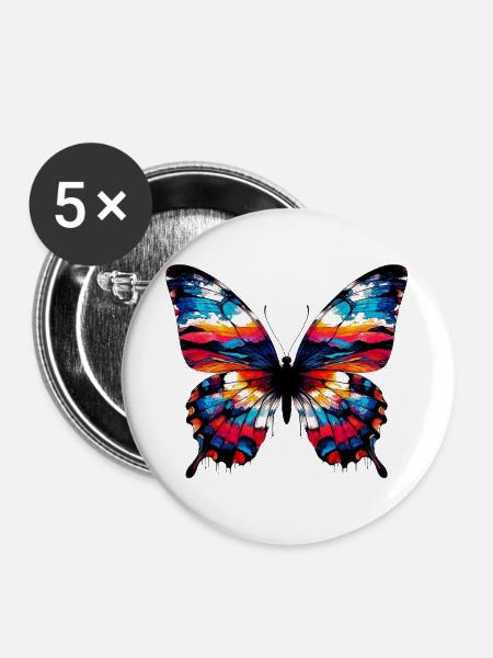 Schmetterling - Buttons groß 56 mm (5er Pack) - Weiß