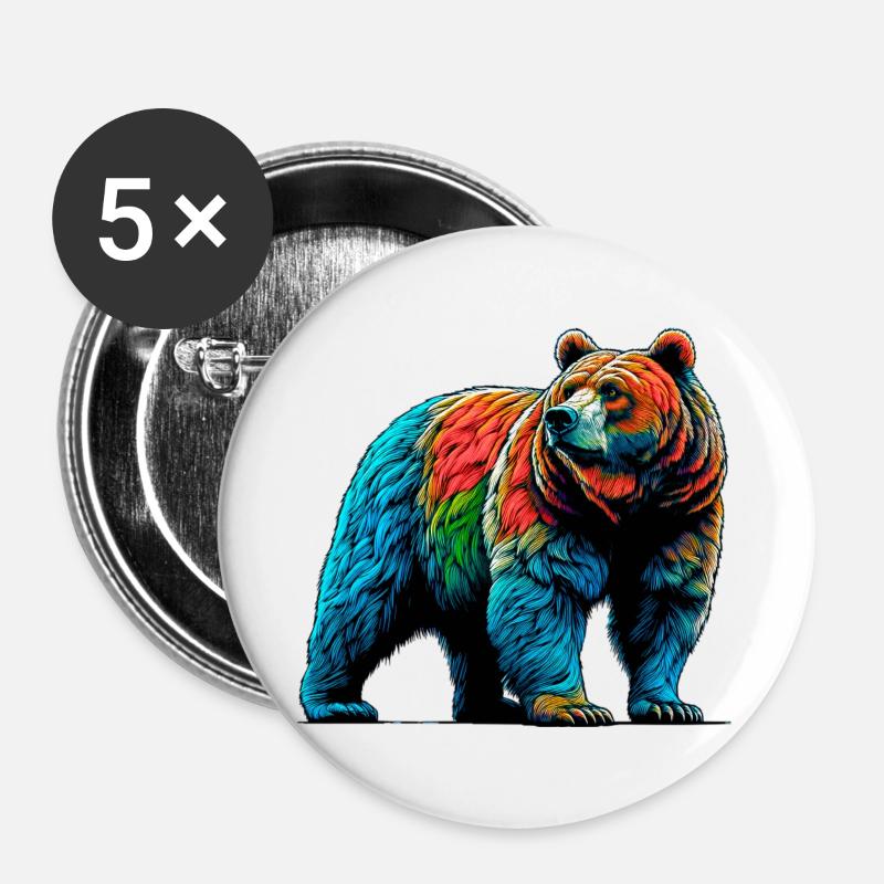 Bär - Buttons groß 56 mm (5er Pack) - Weiß
