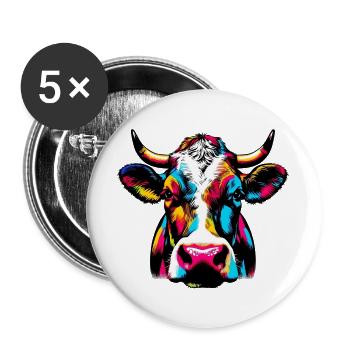 Vache - Lot de 5 grands badges (56 mm) - blanc - Devant